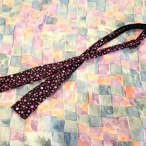 Adjustable Bowtie.  Black with pink dots.